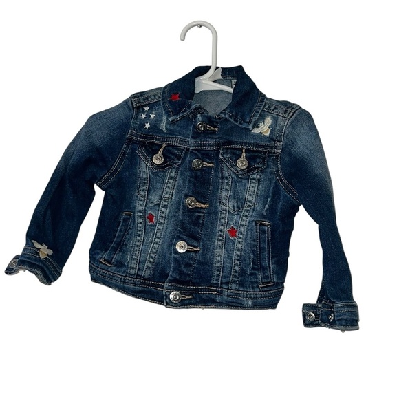 AG Adriano Goldschmied Girls the Ella Jean denim Jacket embroidered sz 24M bee - Picture 1 of 5